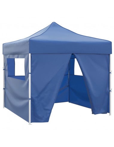 Tenda Pieghevole Blu 3 x 3 m con 4 Pareti