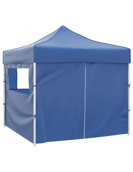 Tenda Pieghevole Blu 3 x 3 m con 4 Pareti