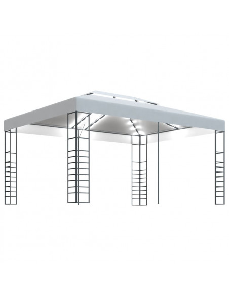 Gazebo con Stringa di Luci LED 4x3x2,7 m Bianco