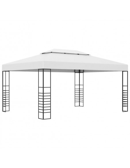 Gazebo con Stringa di Luci LED 4x3x2,7 m Bianco