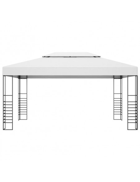 Gazebo con Stringa di Luci LED 4x3x2,7 m Bianco