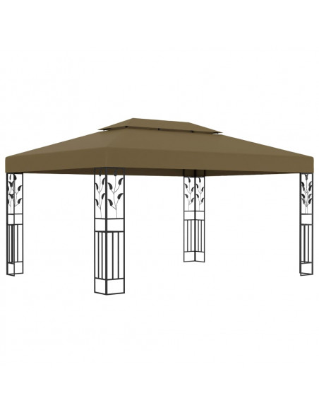 Gazebo con Tetto Doppio e Luci LED 3x4 m Grigio Talpa