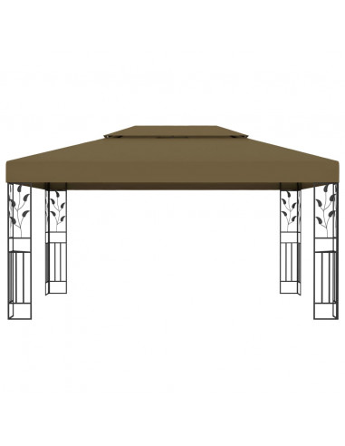 Gazebo con Tetto Doppio e Luci LED 3x4 m Grigio Talpa