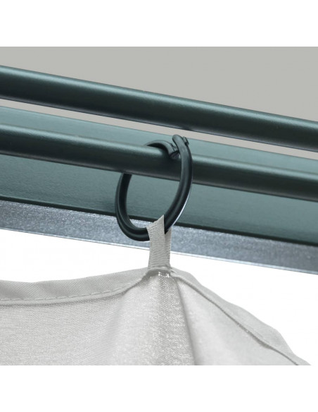 Gazebo con Tende Stringa di Luci LED 300x300 cm Crema Alluminio