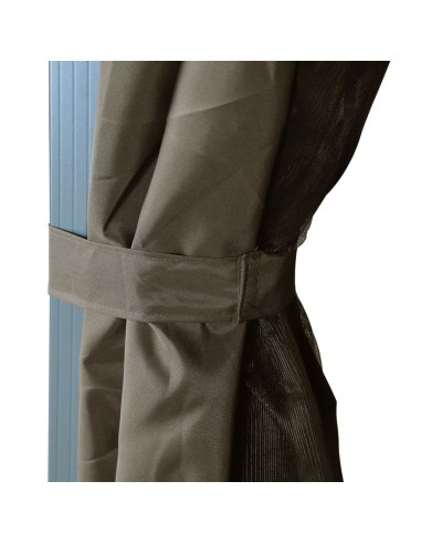 Gazebo con Tende e Luci LED 300x300 cm Grigio Talpa Alluminio