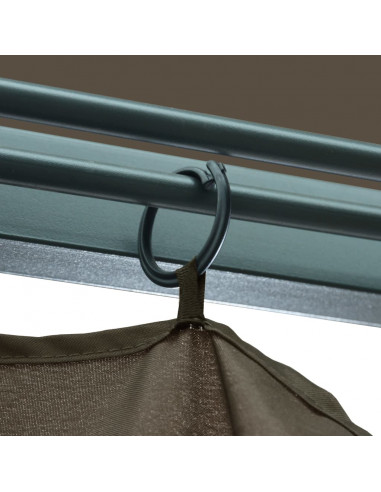 Gazebo con Tende e Luci LED 300x300 cm Grigio Talpa Alluminio