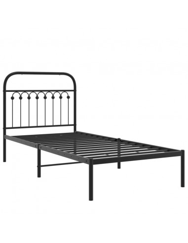 Giroletto con Testiera in Metallo Nero 90x200 cm