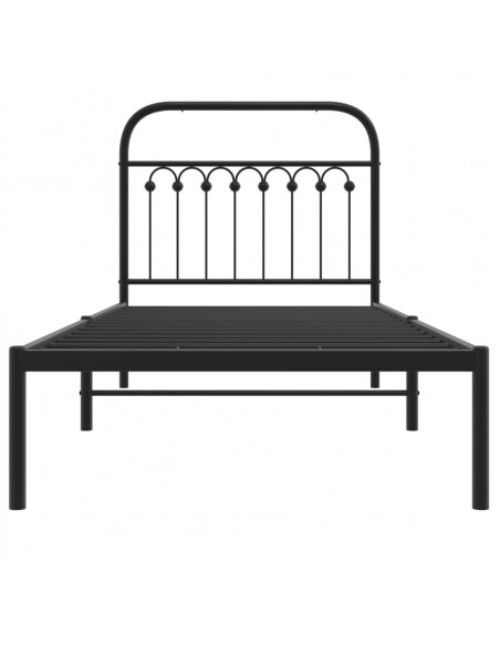 Giroletto con Testiera in Metallo Nero 90x200 cm