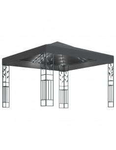 Gazebo con Stringa di Luci LED 3x3 m Antracite 2