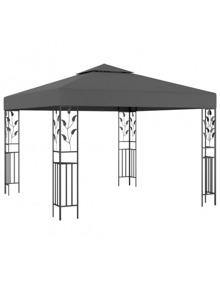 Gazebo con Stringa di Luci LED 3x3 m Antracite