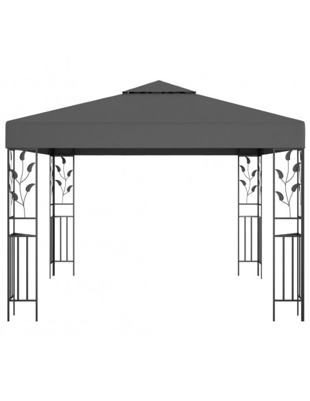 Gazebo con Stringa di Luci LED 3x3 m Antracite