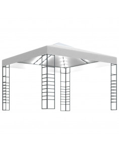 Gazebo da Giardino con Luci a Stringa LED 3x3 m Bianco 2