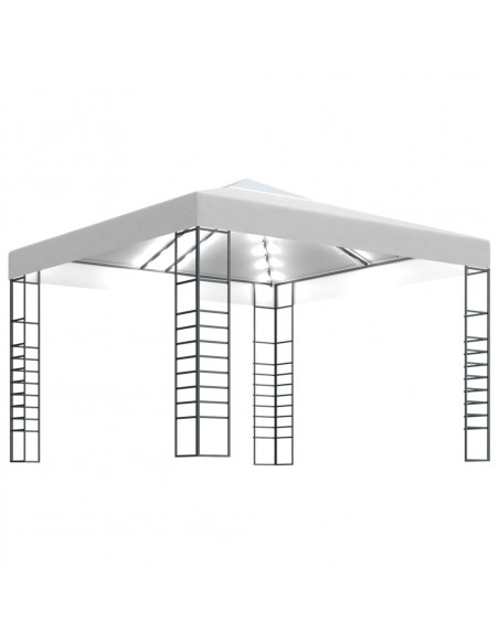 Gazebo da Giardino con Luci a Stringa LED 3x3 m Bianco