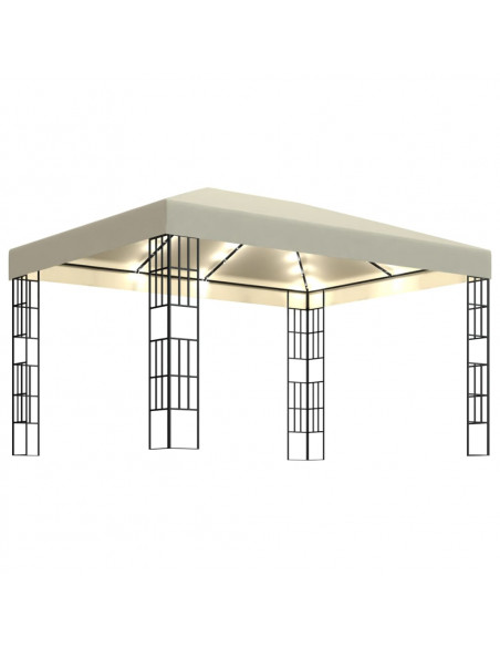Gazebo con Stringa di Luci LED 3x4 m Crema