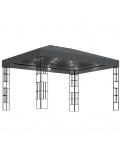Gazebo con Stringa di Luci LED 3x4 m Antracite 2