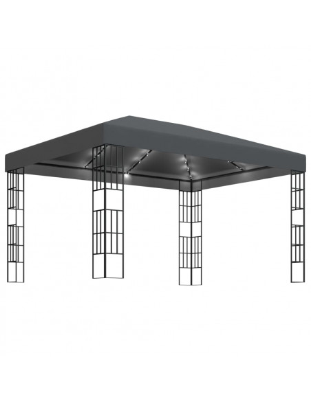 Gazebo con Stringa di Luci LED 3x4 m Antracite