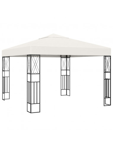 Gazebo con Stringa di Luci LED 3x3 m in Tessuto Crema