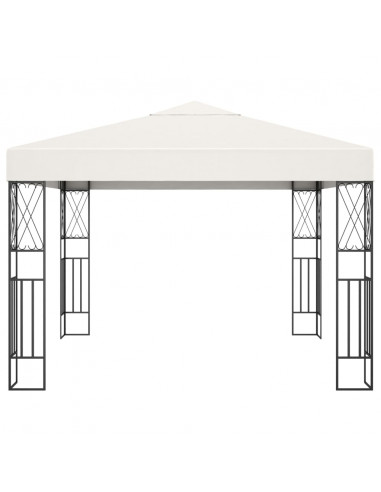 Gazebo con Stringa di Luci LED 3x3 m in Tessuto Crema