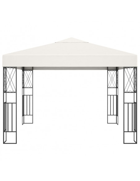 Gazebo con Stringa di Luci LED 3x3 m in Tessuto Crema