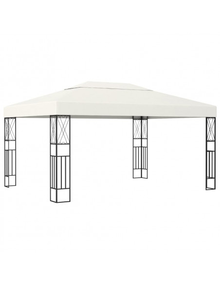 Gazebo con Stringa di Luci LED 3x4 m in Tessuto Crema