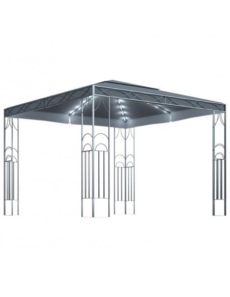 Gazebo con Stringa di Luci LED 300x300 cm Antracite