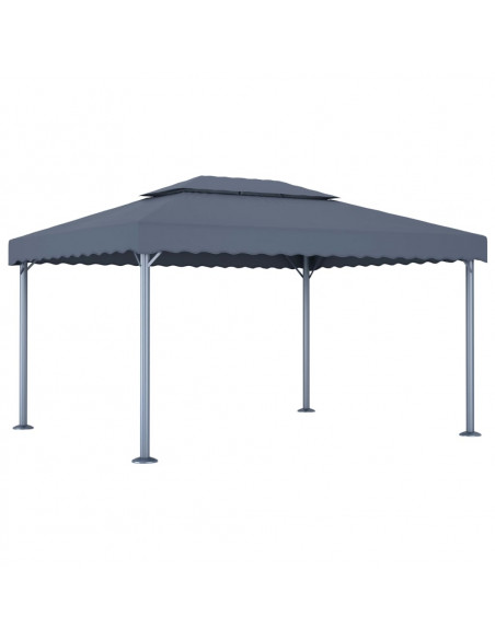 Gazebo con Pareti e Luci LED 400x300 cm Antracite in Alluminio