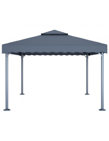 Gazebo con Pareti e Luci LED 400x300 cm Antracite in Alluminio
