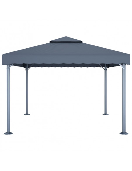 Gazebo con Pareti e Luci LED 400x300 cm Antracite in Alluminio
