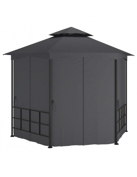 Gazebo con Pareti Laterali 3,1x2,7 m Antracite