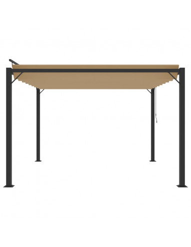 Gazebo con Tetto a Lamelle 3x3 m in Tessuto Tortora e Alluminio