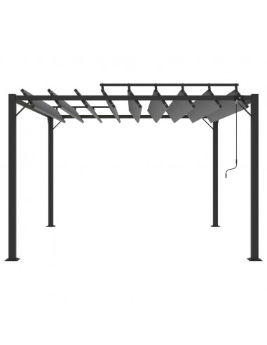 Gazebo con Tetto a Lamelle 3x3 m in Tessuto Antracite/Alluminio