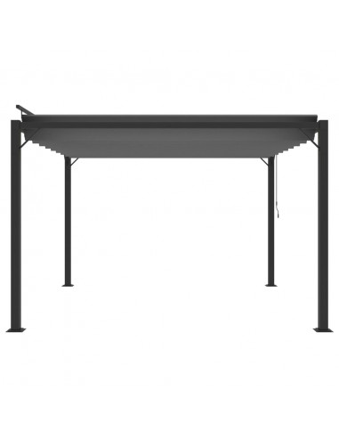 Gazebo con Tetto a Lamelle 3x3 m in Tessuto Antracite/Alluminio