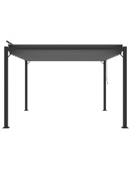 Gazebo con Tetto a Lamelle 3x3 m in Tessuto Antracite/Alluminio