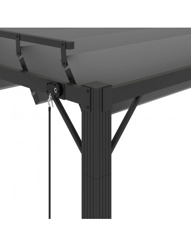Gazebo con Tetto a Lamelle 3x3 m in Tessuto Antracite/Alluminio