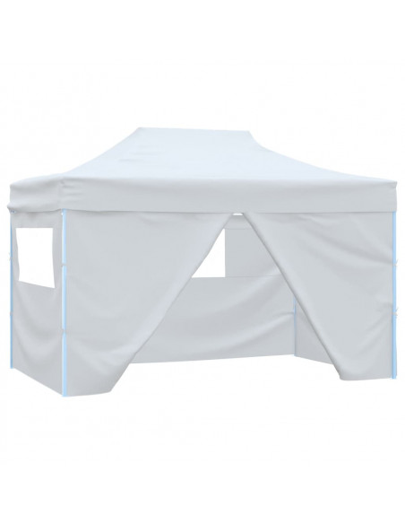 Gazebo Professionale Pieghevole 4 Pareti 3x4m Acciaio Bianco