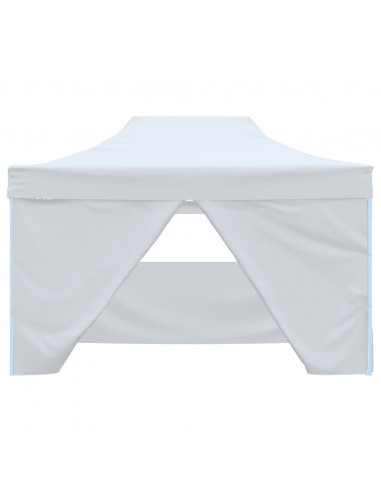 Gazebo Professionale Pieghevole 4 Pareti 3x4m Acciaio Bianco