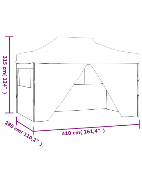 Gazebo Professionale Pieghevole 4 Pareti 3x4m Acciaio Bianco