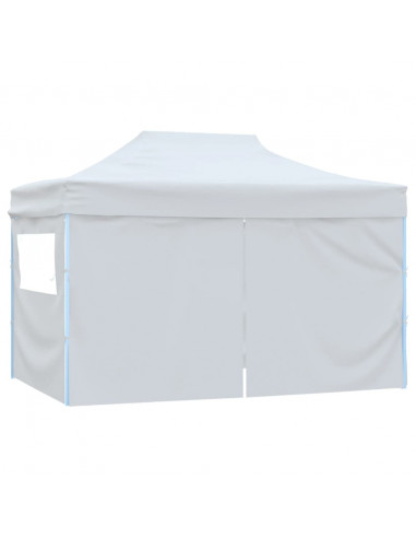 Gazebo Professionale Pieghevole 4 Pareti 3x4m Acciaio Bianco