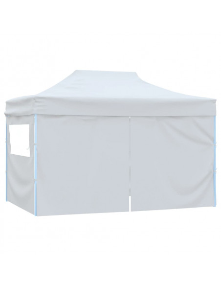 Gazebo Professionale Pieghevole 4 Pareti 3x4m Acciaio Bianco