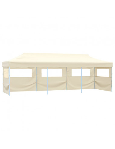 Tenda Pieghevole Pop-Up con 5 Pareti Laterali 3x9 m Crema