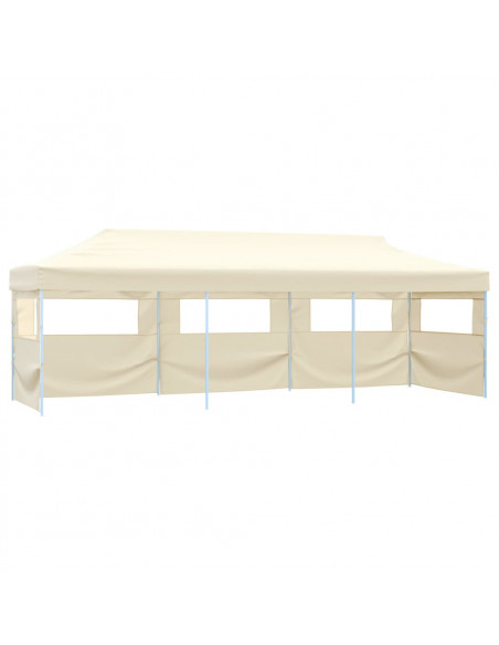 Tenda Pieghevole Pop-Up con 5 Pareti Laterali 3x9 m Crema