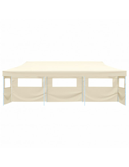Tenda Pieghevole Pop-Up con 5 Pareti Laterali 3x9 m Crema