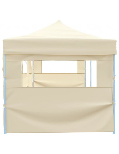 Tenda Pieghevole Pop-Up con 5 Pareti Laterali 3x9 m Crema