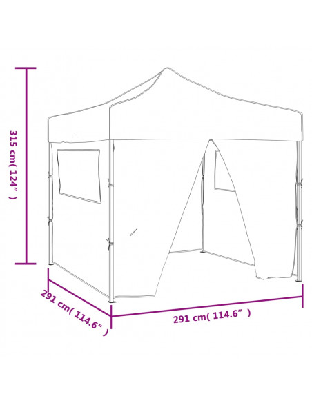 Tendone per Feste Pieghevole Pop-Up con 4 Pareti 3x3m Antracite