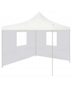 Gazebo Professionale Pieghevole 2 Pareti 3x3 m Acciaio Bianco 2