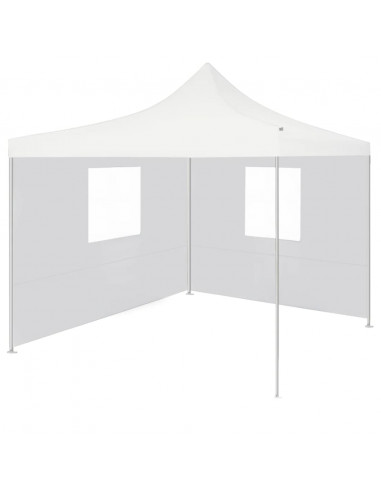 Gazebo Professionale Pieghevole 2 Pareti 3x3 m Acciaio Bianco