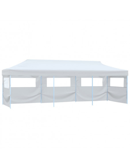 Tenda Pieghevole Pop-Up con 5 Pareti Laterali 3x9 m Bianca
