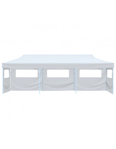Tenda Pieghevole Pop-Up con 5 Pareti Laterali 3x9 m Bianca