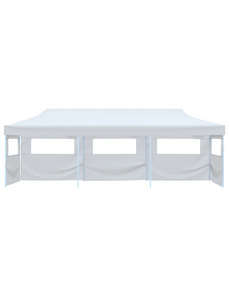 Tenda Pieghevole Pop-Up con 5 Pareti Laterali 3x9 m Bianca