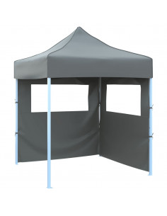 Gazebo Professionale Pieghevole 2 Pareti 2x2m Acciaio Antracite 2